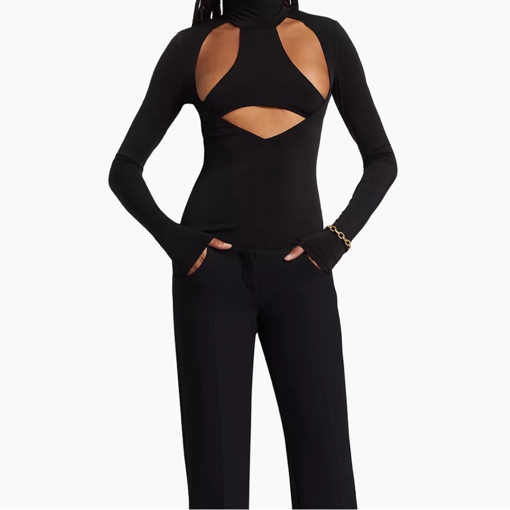 Cutout Long-Sleeve Black Women's Top